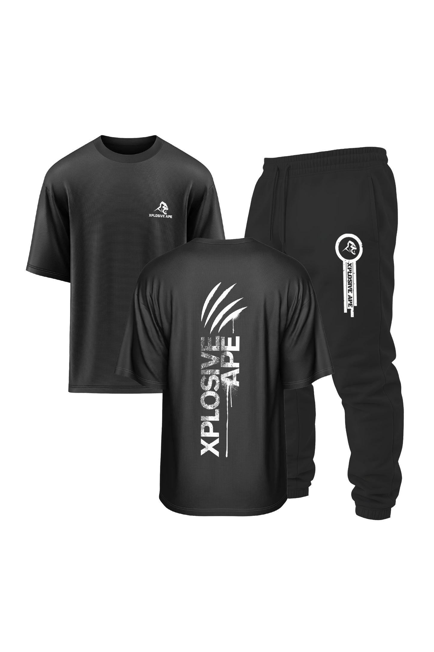 XAPE Claw V2 Oversized Tee & Panelled V2 Joggers Combo - Black