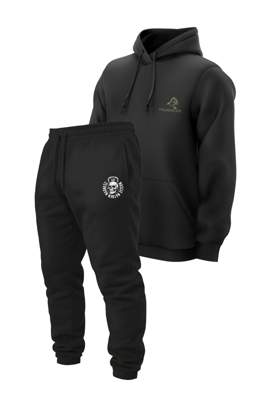 XAPE Essential Camo String Hoodie & Hardwired Joggers Combo - Black