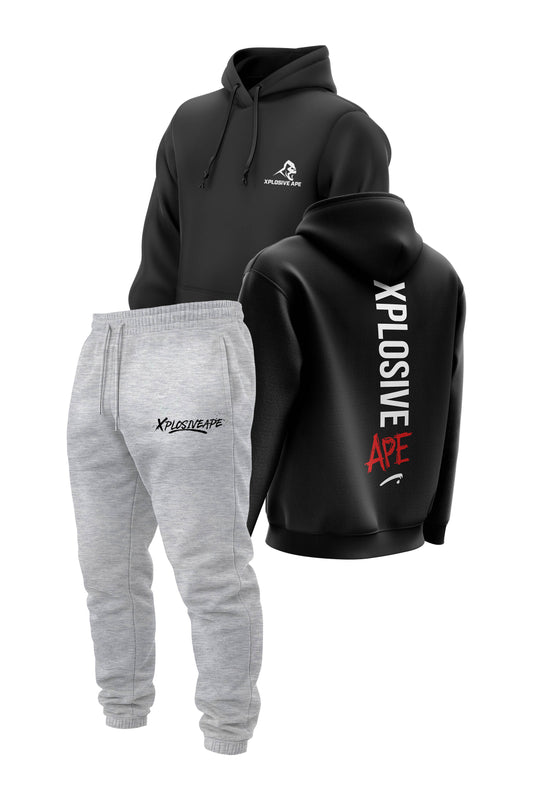 XAPE Graffiti V2 String Hoodie & Desolate V2 Joggers - Black/Ash Grey