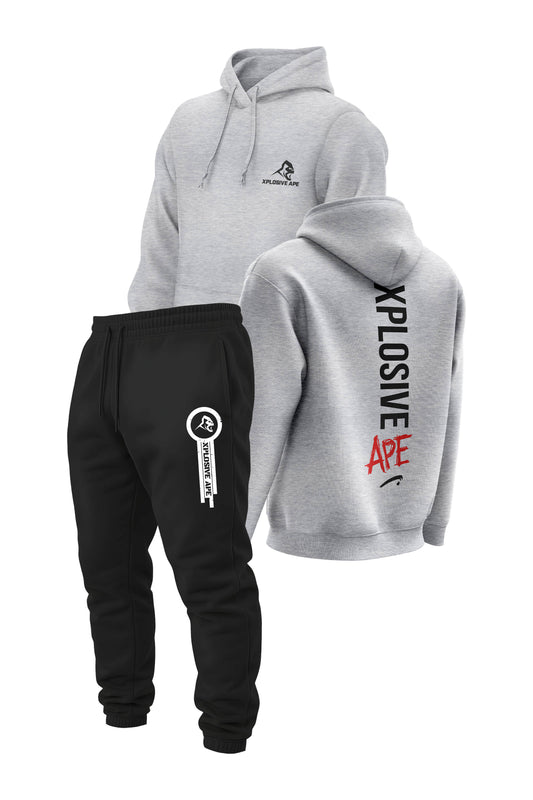 XAPE Graffiti V2 String Hoodie & Panelled V2 Joggers Combo - Sports Grey/Black