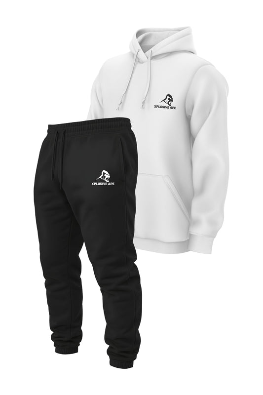 XAPE Prime String Hoodie & Prime Joggers Combo - White/Black