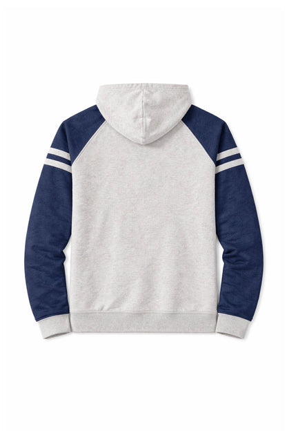 XAPE Classic Block Raglan Hoodie - Oatmeal Heather/Indigo