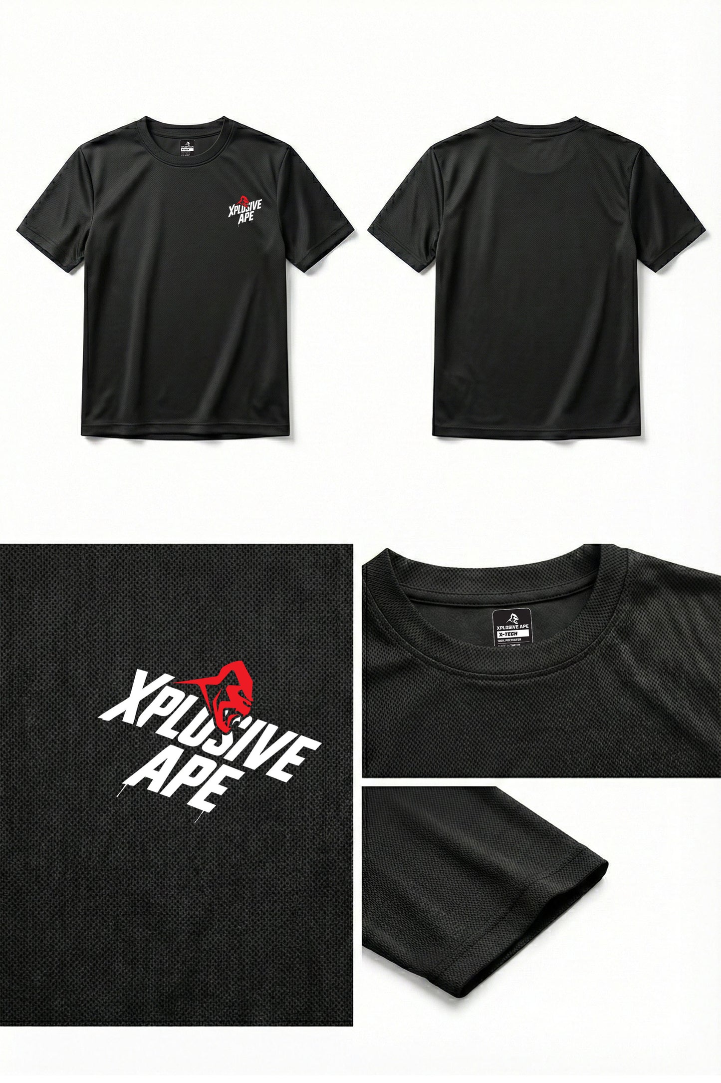 XAPE Classic Stencil Logo X Tech Tee - Black