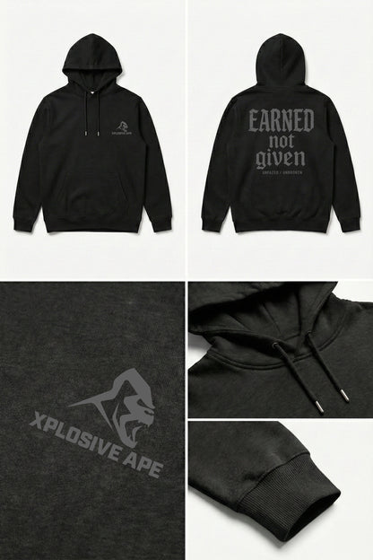 XAPE Earned Not Given String Hoodie - Black