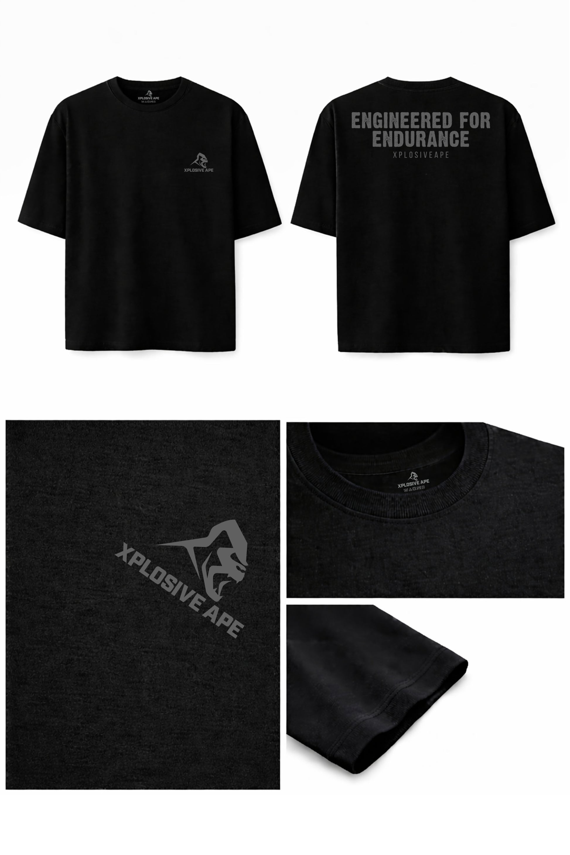 XAPE Engineered For Endurance Oversized Tee - Black