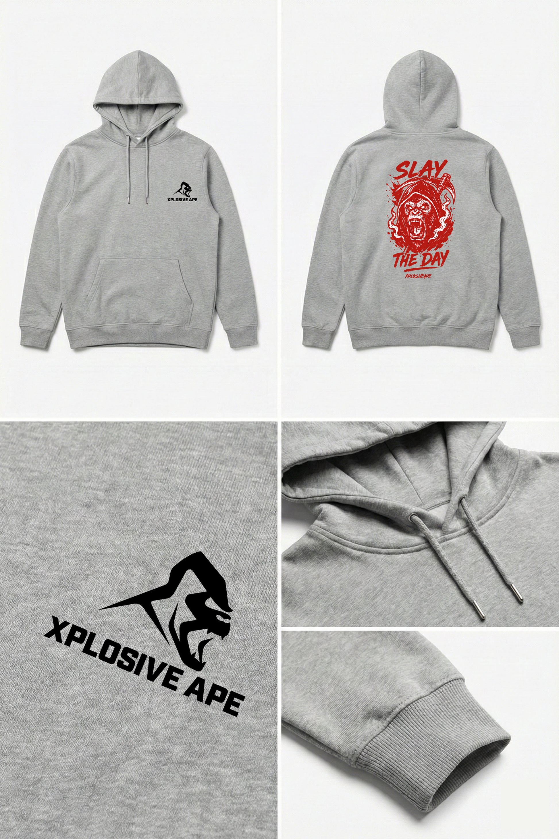 XAPE Slayer String Hoodie - Sports Grey