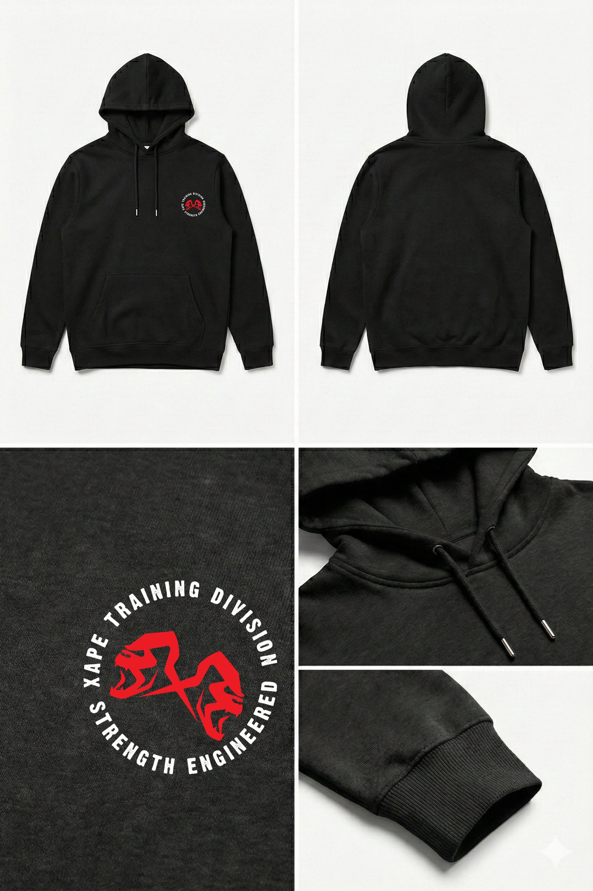XAPE Training Division V2 String Hoodie - Black