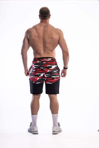 XAPE Century Camo Rag Shorts - Red