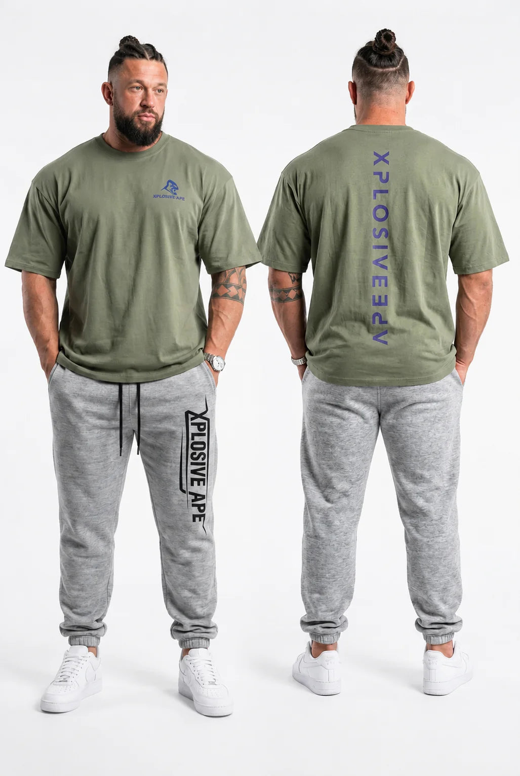 XAPE Futuristic Tee & Strike Joggers Combo - Sage/Sports Grey