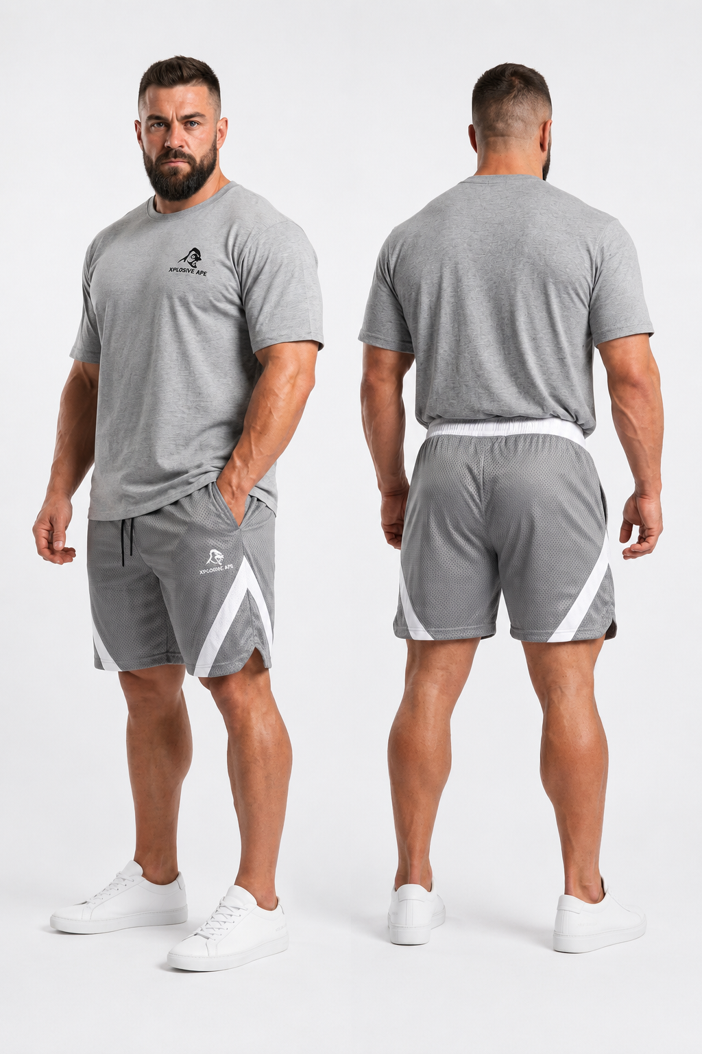 XAPE Essential Tee & Storm Shorts Combo - Sports Grey/Grey