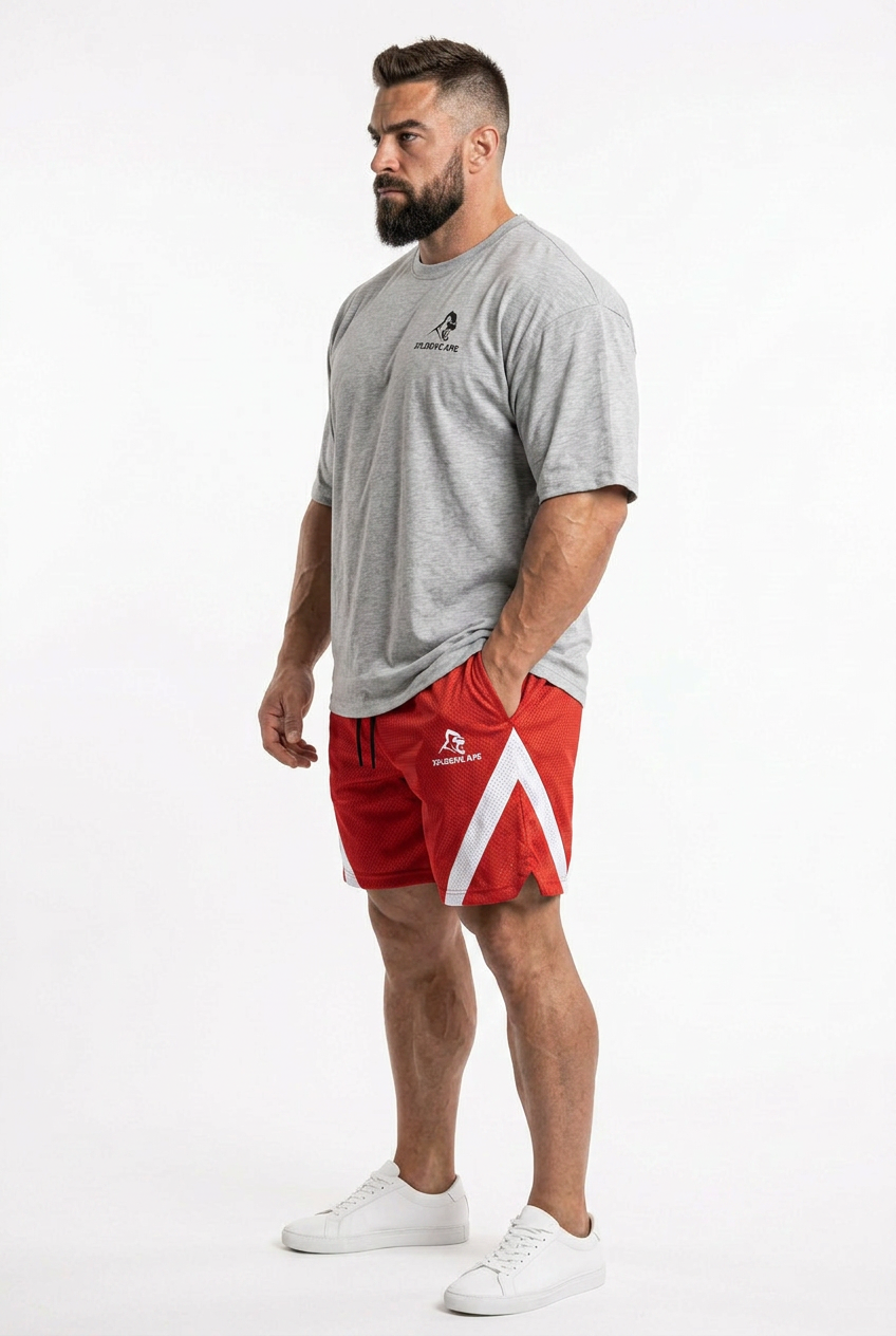 XAPE Essential Tee & Storm Shorts Combo - Sports Grey/Red