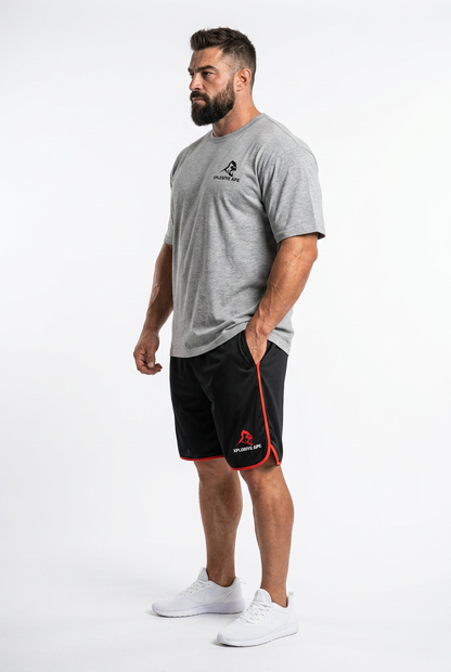XAPE Essential Tee & Strike Elite Shorts Combo - Sports Grey/Black Red