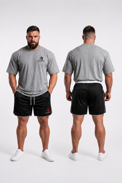XAPE Essential Tee & Strike Elite Shorts Combo - Sports Grey/Black White