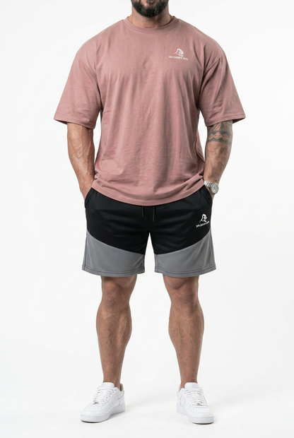XAPE Smackdown OS Tee & Rogue Combat Shorts Combo - Dusty Pink/Grey