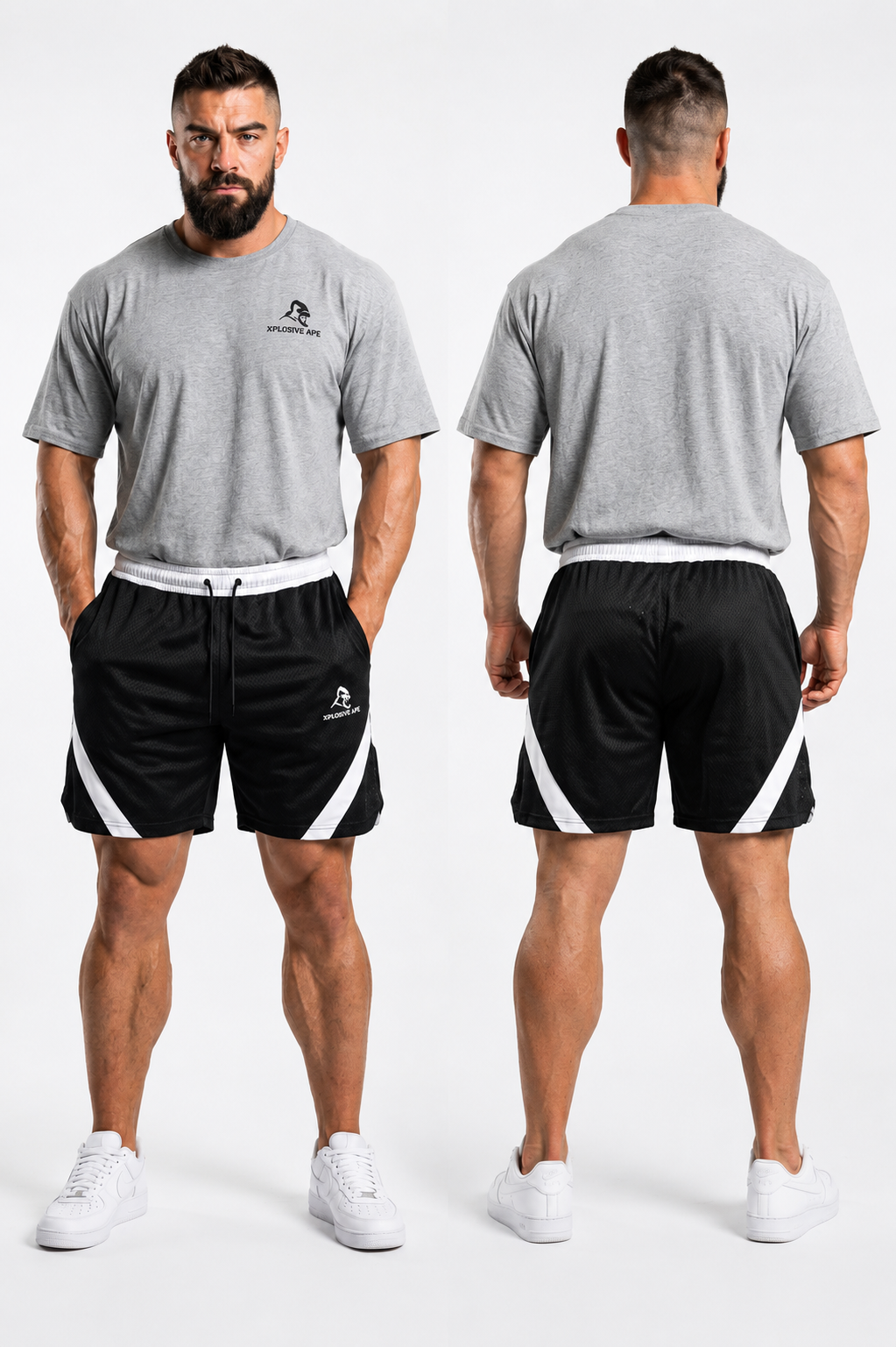 XAPE Essential Tee & Storm Shorts Combo - Sports Grey/Black