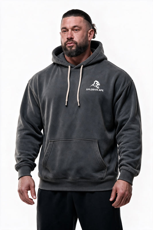 XAPE Vintage Wash String Hoodie - Charcoal
