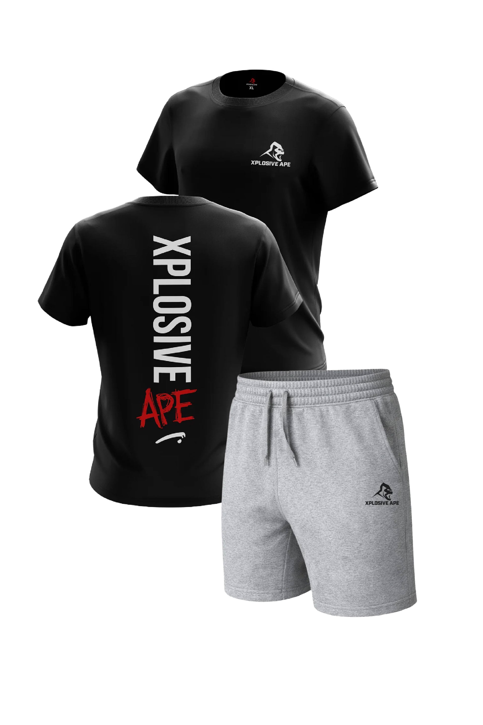 XAPE Graffiti Tee & Prime Oversized Shorts Combo - Black/Sports Grey