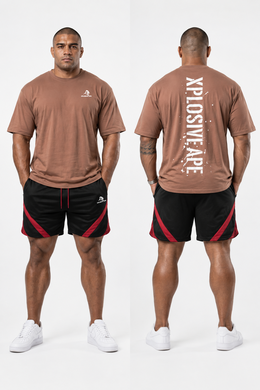 XAPE Smackdown OS Tee & Nightfall War Shorts Combo - Dusty Pink/Black