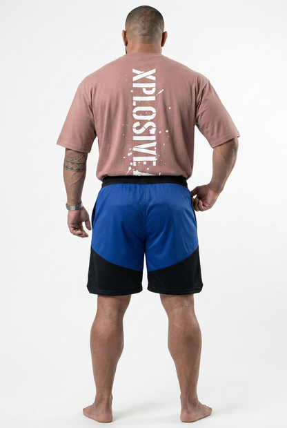 XAPE Smackdown OS Tee & Rogue Combat Shorts Combo - Dusty Pink/Blue