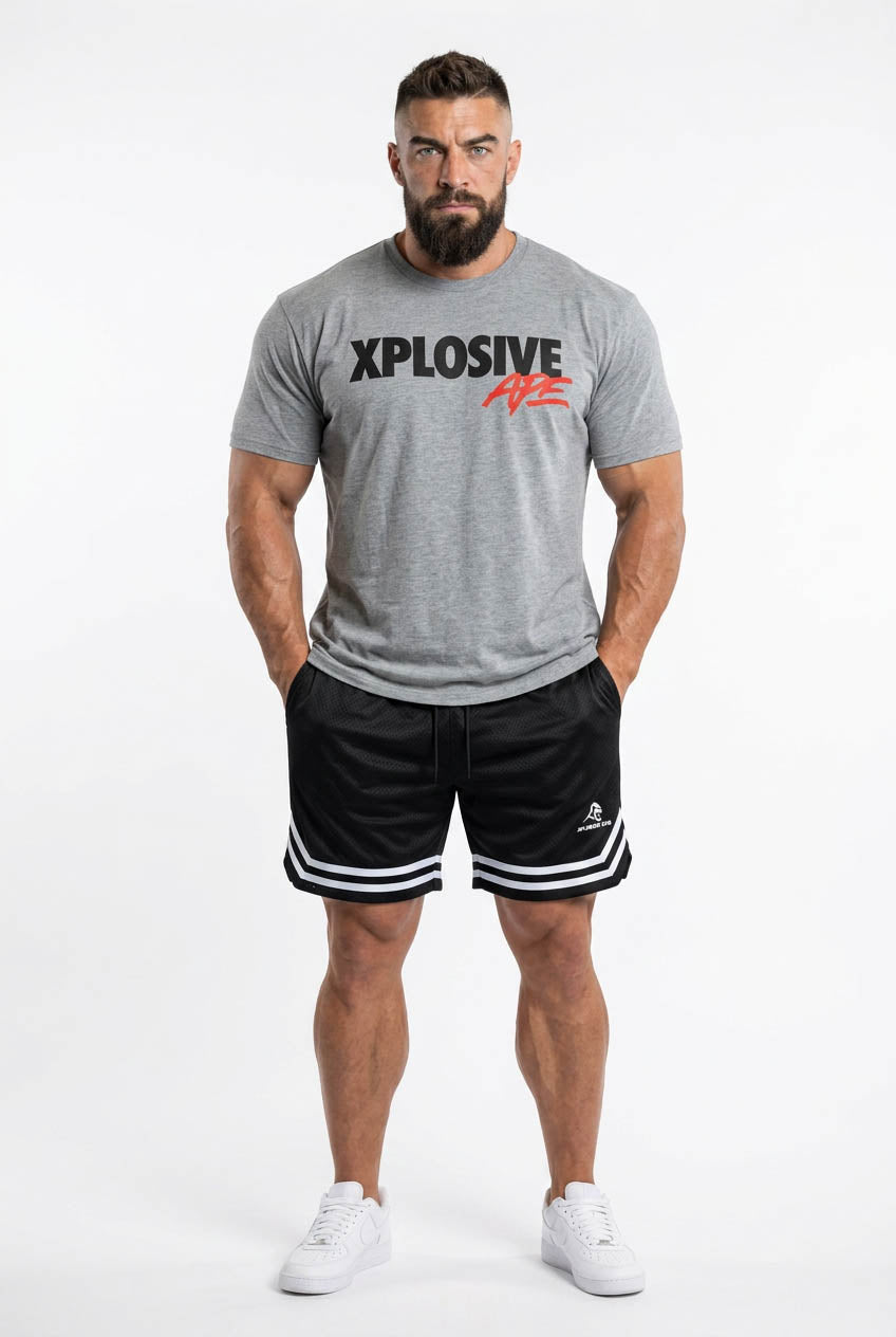 XAPE Holder V2 Tee & Strike Shorts Combo - Sports Grey/Black White