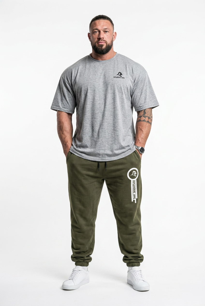XAPE Evolution Tee & Panelled Joggers Combo - Sports Grey/Khaki