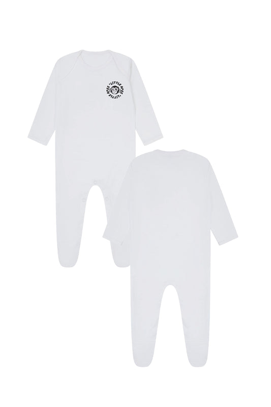 Little Apes Classic Badge Baby Romper Suit - White