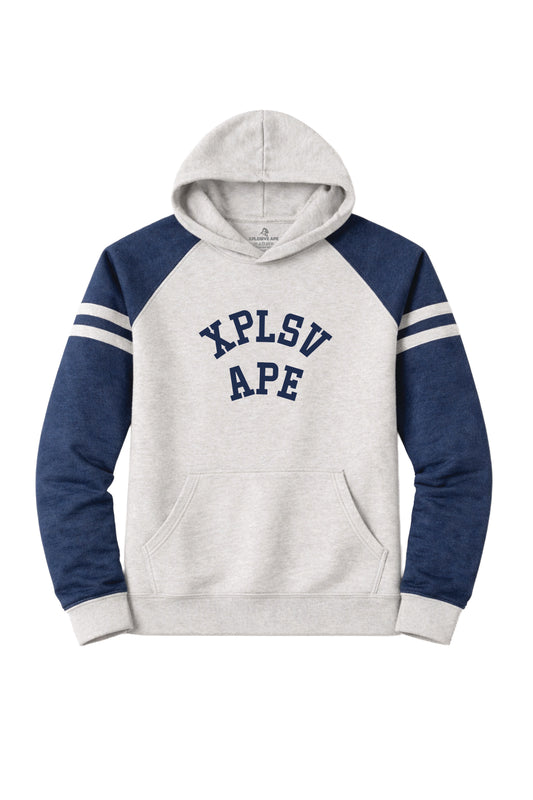 XAPE Collegiate Raglan Hoodie - Oatmeal Heather/Indigo