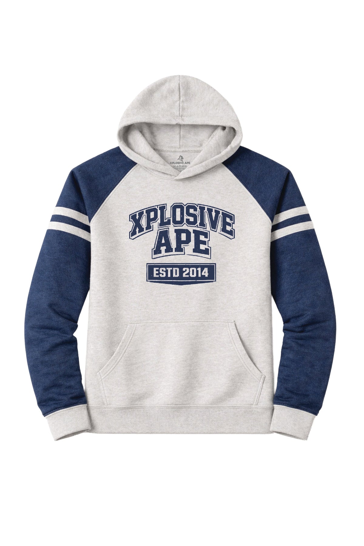 XAPE Classic Block Raglan Hoodie - Oatmeal Heather/Indigo