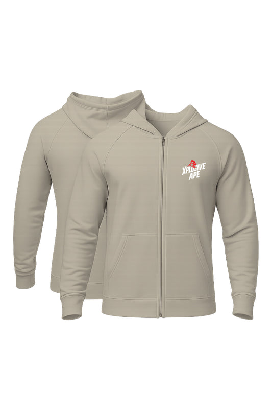 XAPE Classic Stencil Logo Oversized Zip Hoodie - Stone